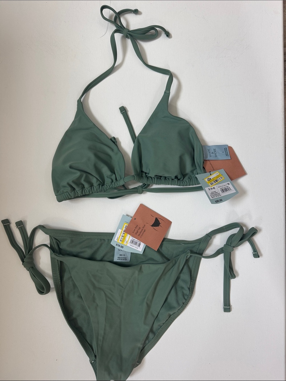 Shade & Shore Olive Green Tie-Back Triangle Bikini